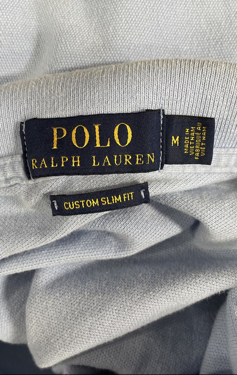 Polo Ralph Lauren Men's Light Blue Custom Slim Fit Pique Polo Shirt Size M