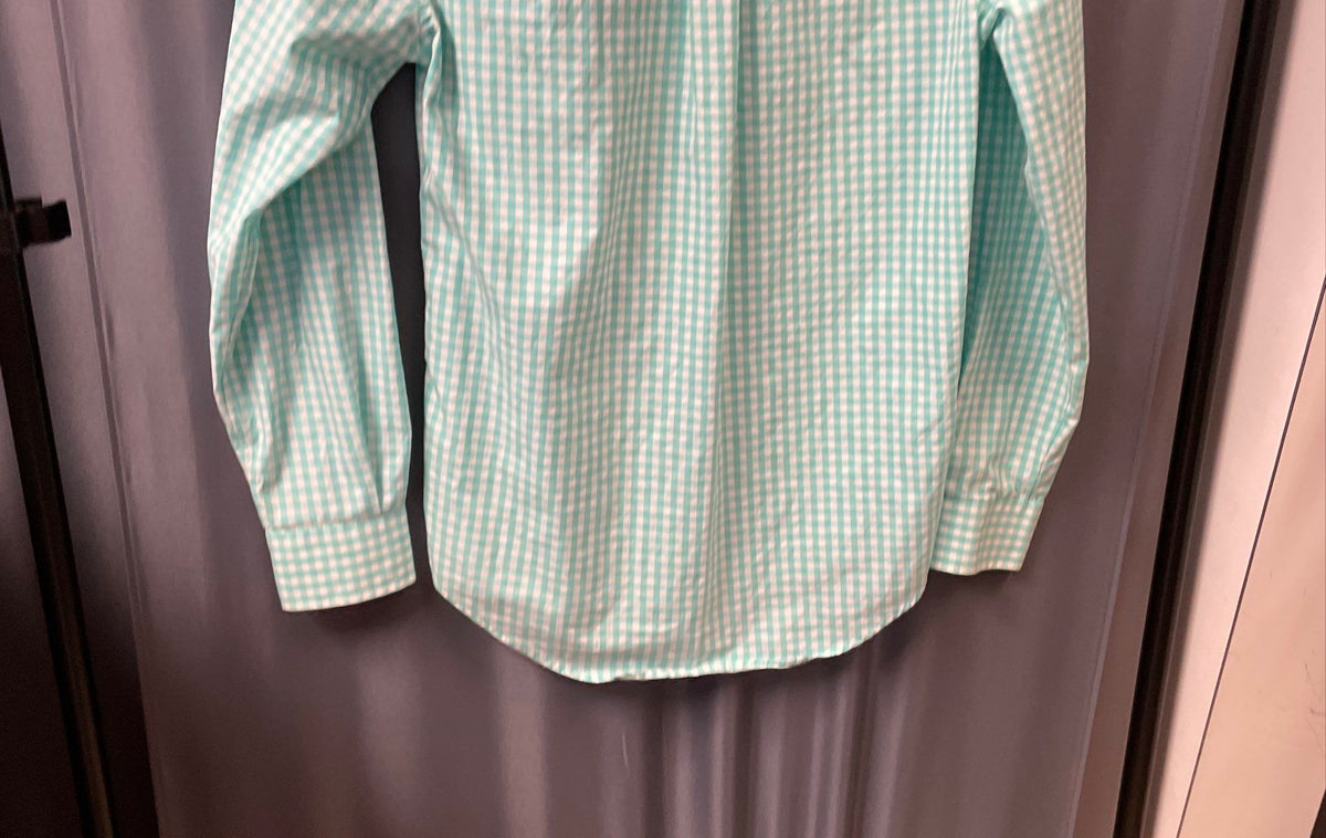 Vineyard Vines Men's Aqua White Gingham Classic Fit Tucker Shirt Sz XS