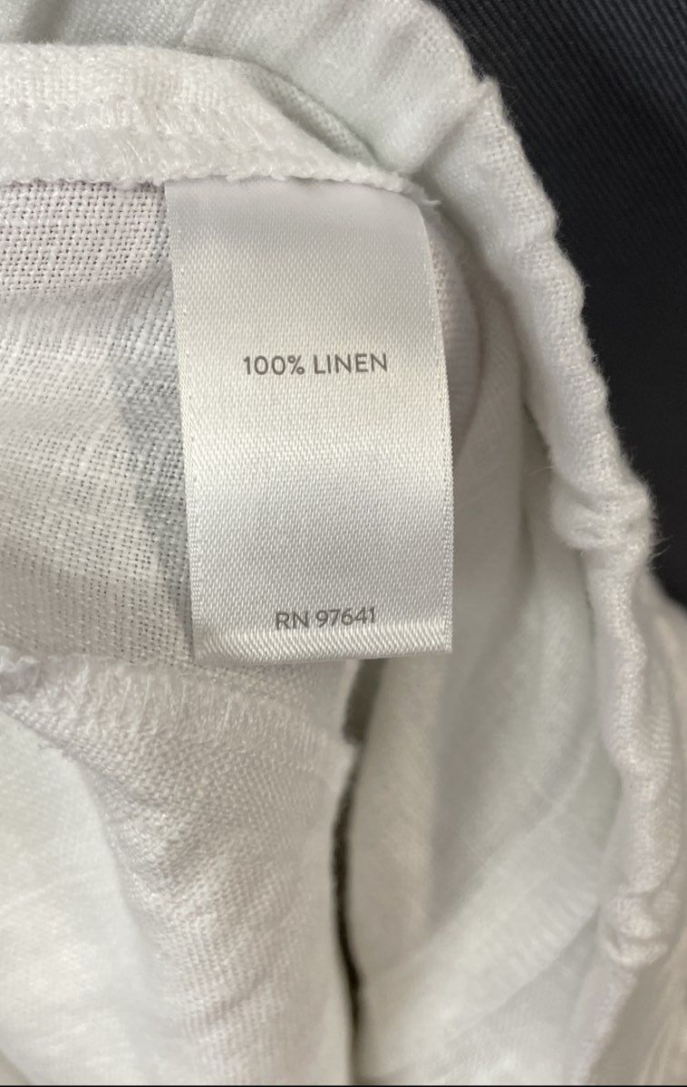 Pure Jill Women's White 100% Linen Elastic Waist Cropped Trousers Sz M