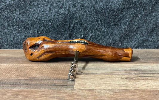 Vintage Mayflower French Grapevine Wood Corkscrew Rustic Bar Wine Opener