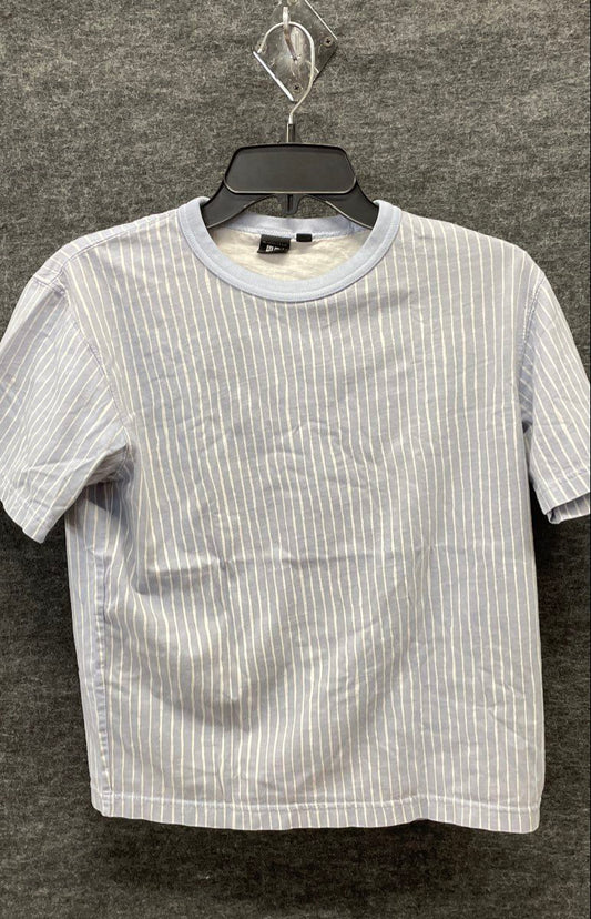 Uniqlo Women's T-Shirt Blue White Striped Crewneck Short Sleeve Size S