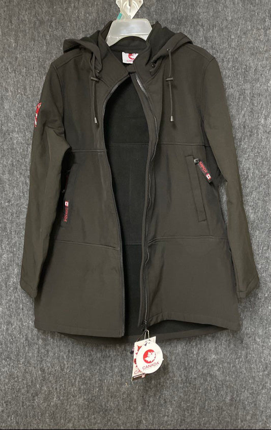 Canada Weather Gear Women's Black Hooded Softshell System Jacket Sz XL NWT