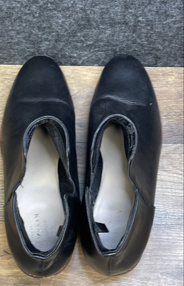 Cole Haan Abbot Black Leather Block Heel Ankle Booties Size 9.5
