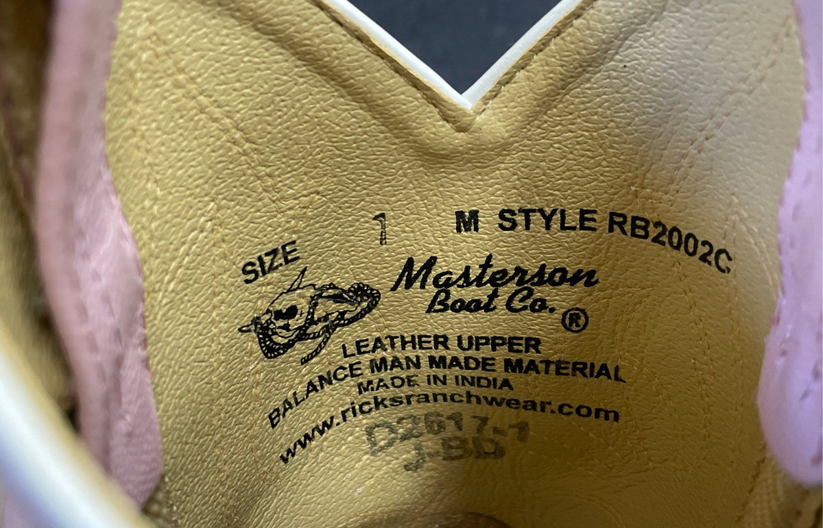Masterson Boot Co. Pink Leather Western Cowboy Boots Youth Size 1