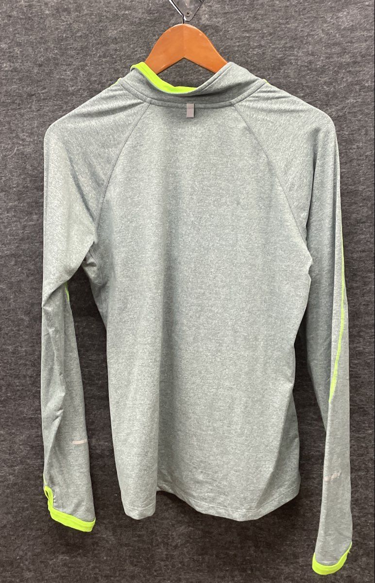 Nike Men's Dri-FIT Running Half-Zip Pullover Jacket Grey Lime Thumbholes Sz M