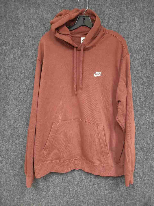 Nike Men's Pullover Hoodie Rust Brown Club Fleece Embroidered Logo Sz XL Tall