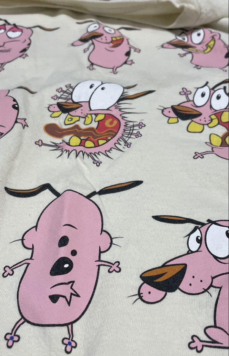 Cartoon Network Men's Courage the Cowardly Dog 9 Faces Graphic T-Shirt Cream XL