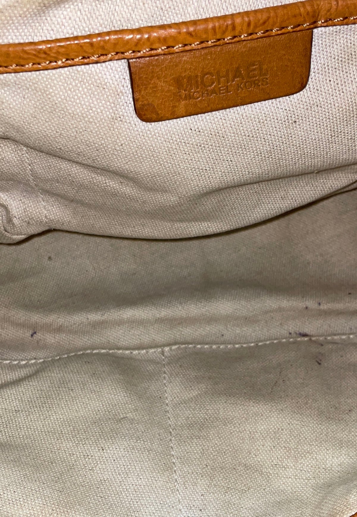 Michael Kors Brown Monogram Canvas Satchel Handbag Gold Hardware