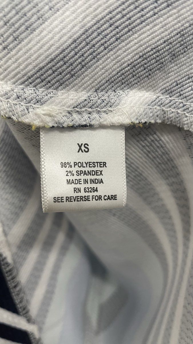 Roz & Ali Women's Blue White Chevron Stripe Tiered Bell Sleeve Dress Sz XS