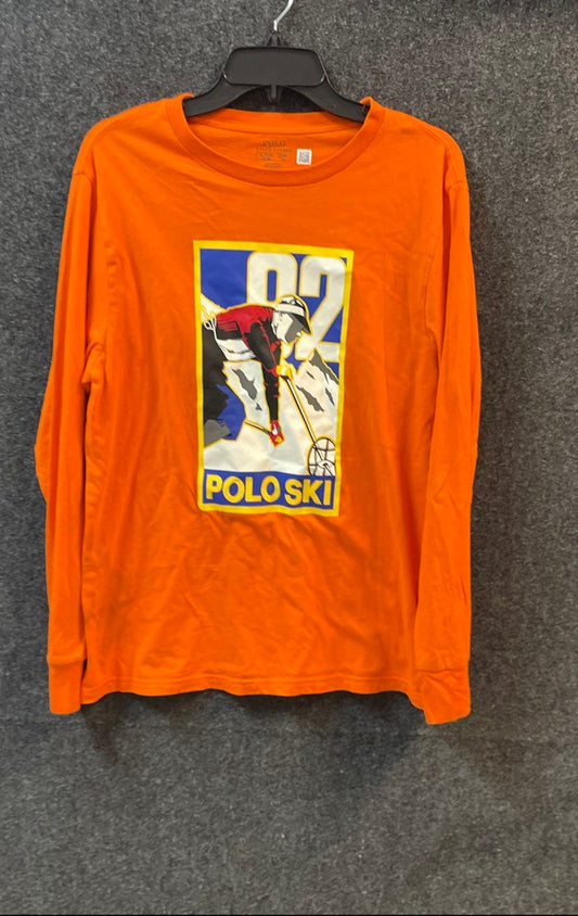 Polo Ralph Lauren Boys' Orange Long Sleeve Ski Graphic 92 T-Shirt Sz XL 18-20