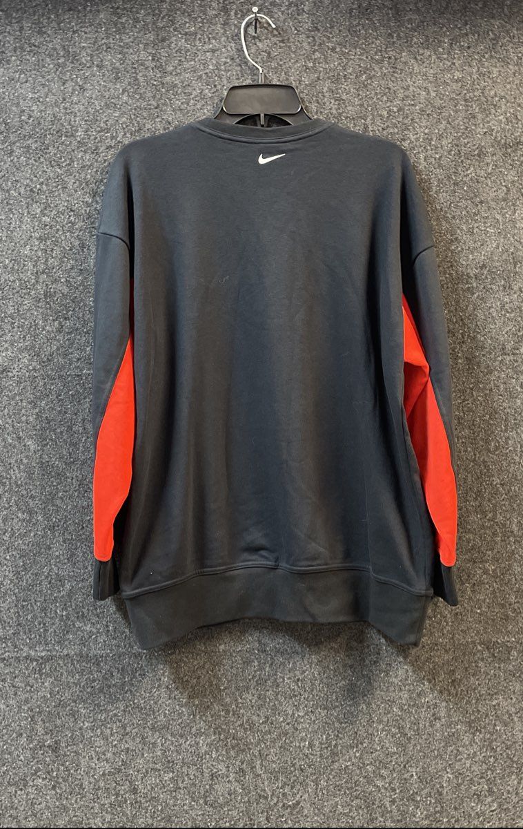 Nike Women's Black Crewneck Sweatshirt Red Colorblock Dri-FIT Fleece Sz S