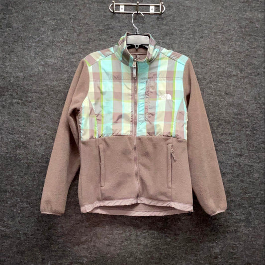 The North Face Women's Grey Plaid Yoke Full Zip Fleece Denali Style Jacket Sz M