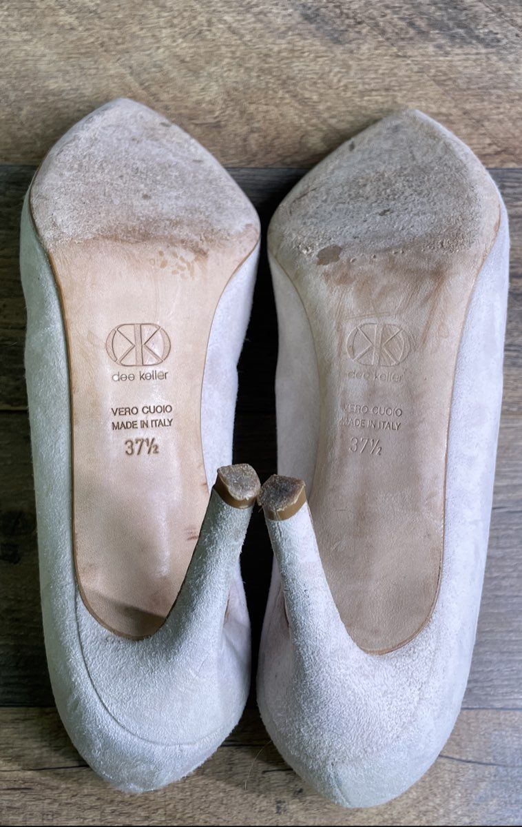 Dee Keller Light Gray Suede Pointed Toe Pumps Stiletto Heels Size 37.5