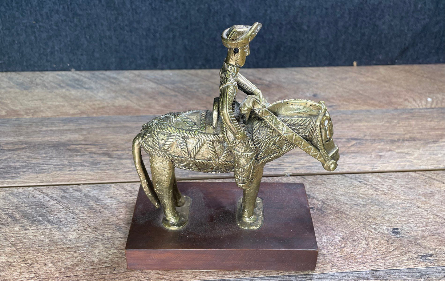 Lot Of 3 Vintage Styled Brass/Wooden Figurines
