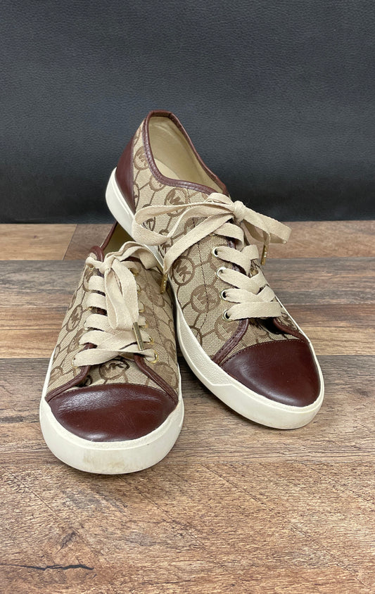 Michael Kors City Keaton Brown Signature Logo Low Top Sneakers Women's Size 10