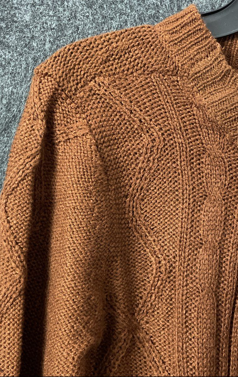 No Comment Women's Sweater Dress Brown NWT Cable Knit Keyhole Sz M