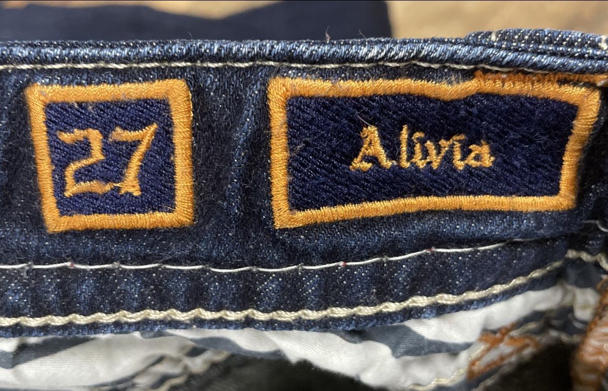 Rock Revival Women's Alivia Skinny Dark Blue Denim Jeans Flap Pocket Sz 27