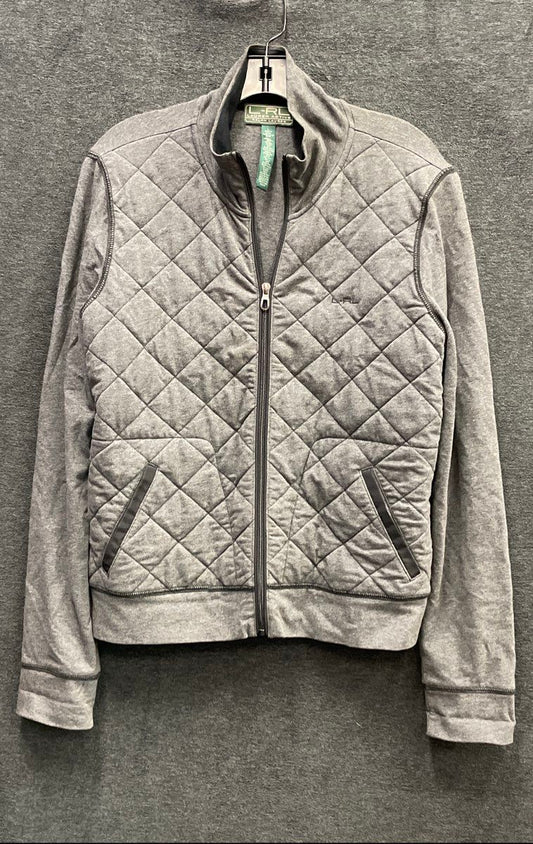 Lauren Ralph Lauren Women's Gray Quilted Mock Neck Full Zip Jacket Sz L