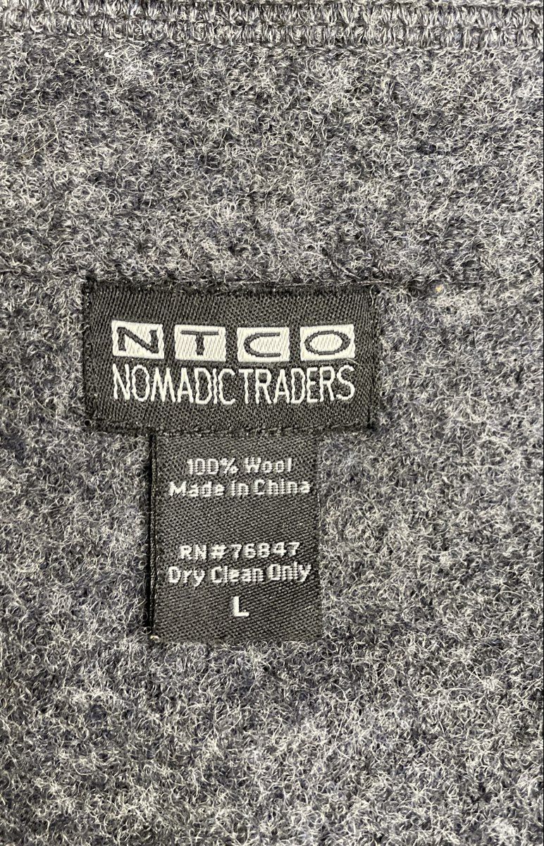 Nomadic Traders Women's Gray 100% Wool Flower Button Asymmetric Vest Sz L