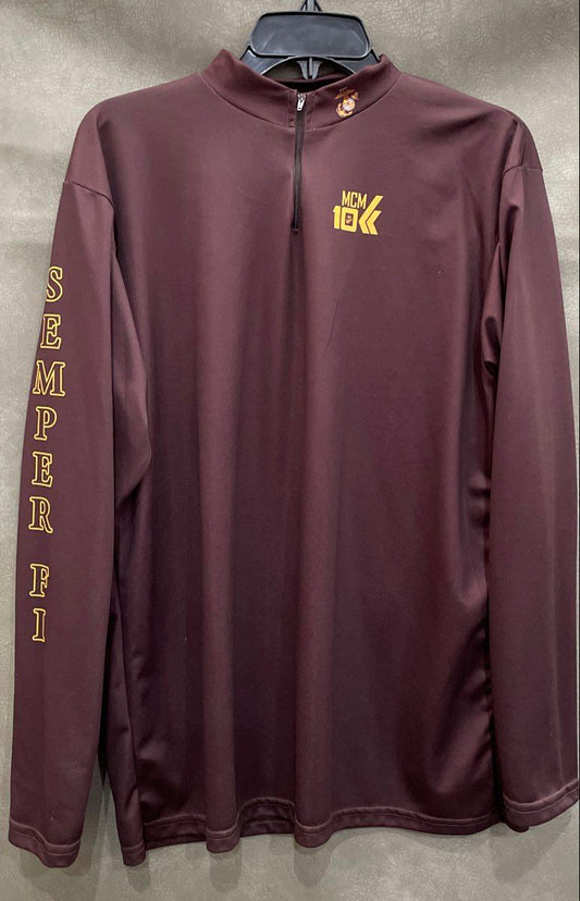 Always Advancing Marine Corps Marathon MCM 10K 2021 1/4 Zip Shirt Unisex Sz L
