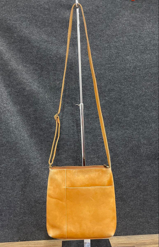 Le Donne Tan Leather Crossbody Shoulder Bag Adjustable Strap Medium