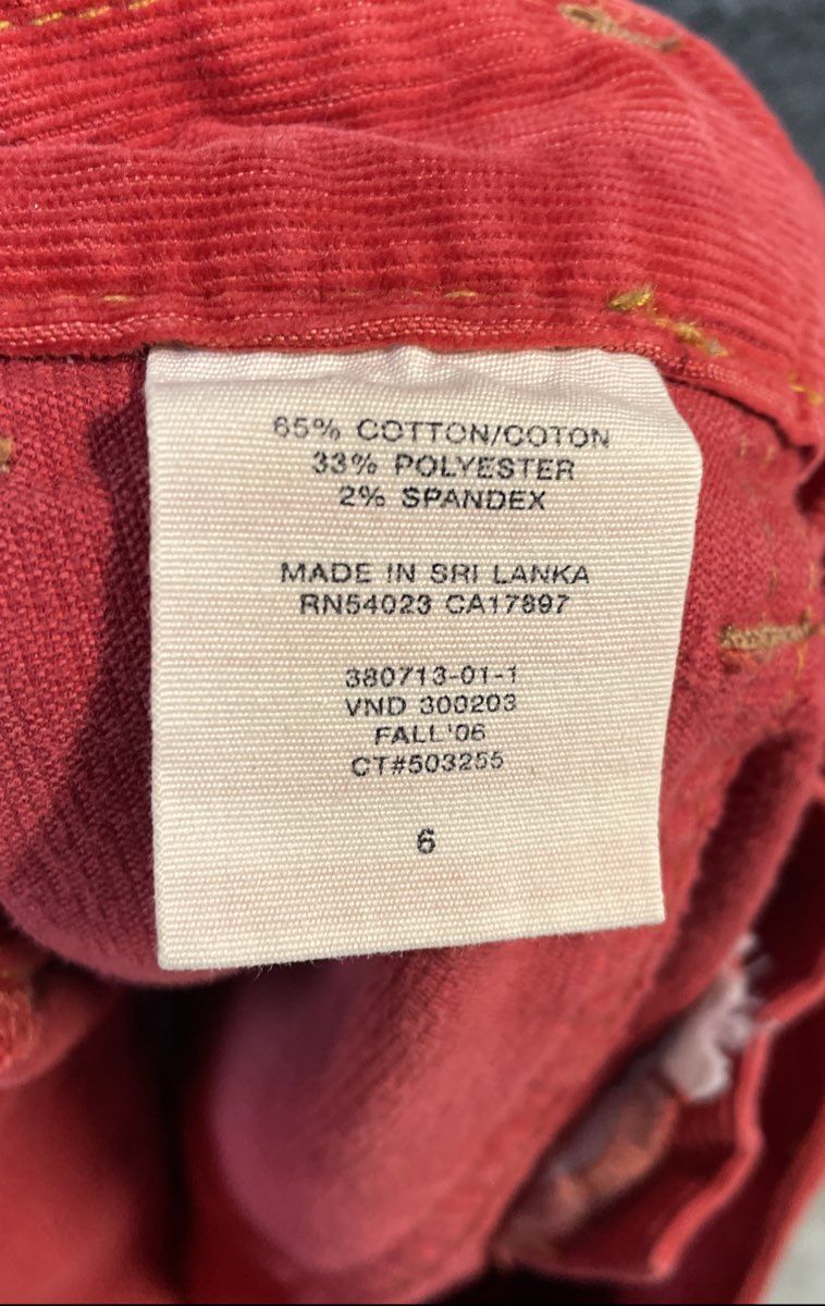 Gap Women's Red Corduroy 1969 Limited Edition Cinch Back Mini Skirt Sz 6