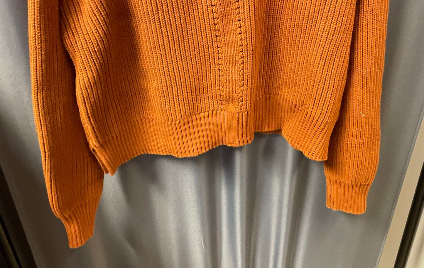 Duluth Trading Co. Women's Orange Ribbed Knit Cotton Blend Sweater Sz S