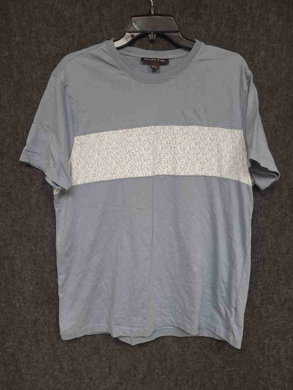 Michael Kors Men's Light Blue MK Monogram Block Crew Neck T-Shirt Sz L