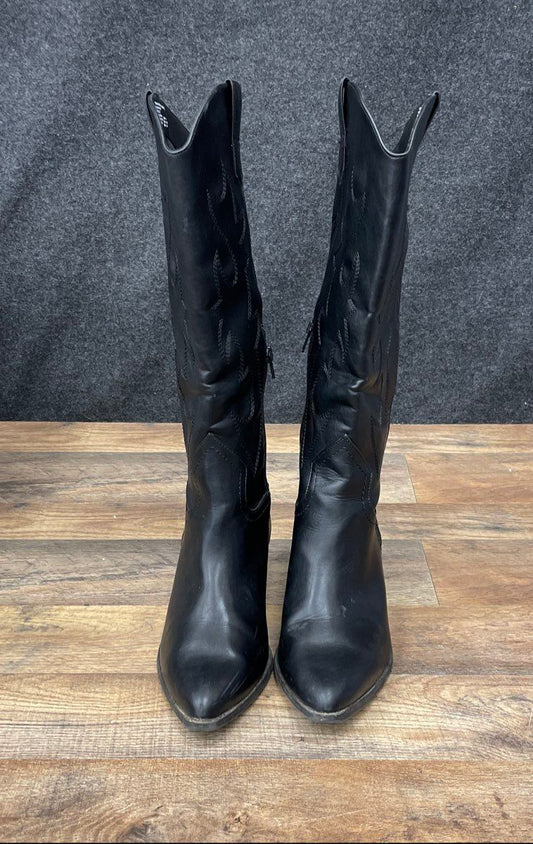 Madden Girl Arizona Black Western Cowboy Boots Women's Size 9