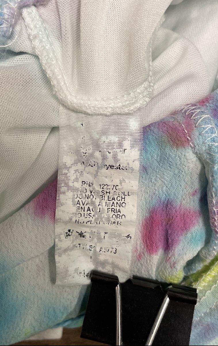 Mustard Seed Women's Pastel Tie Dye Embroidered Bodice Collared Romper Sz M