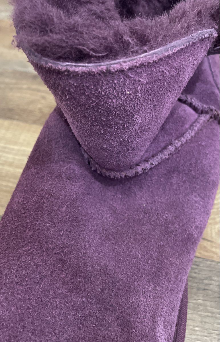Koolaburra Koola Short Purple Suede Shearling Lined Ankle Boots Size 9