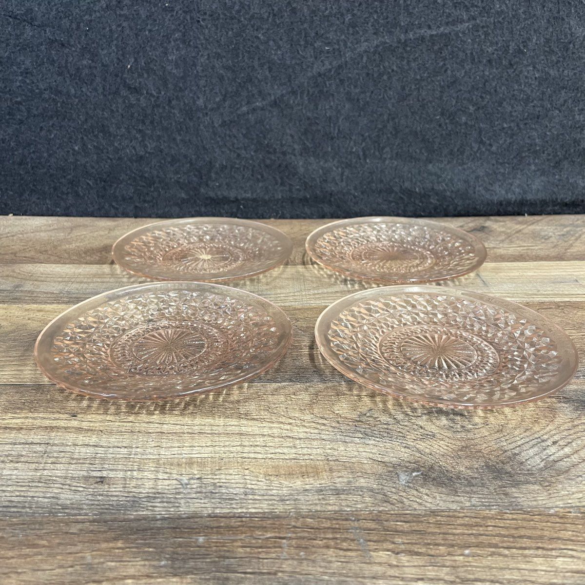 Set of 4 Pink Depression Glass Plates