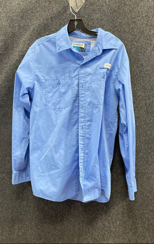 Magellan Outdoors Men's Blue Fish Gear MagShield Loose Fit Fishing Shirt Sz S