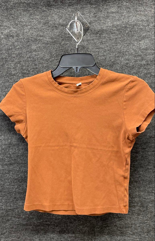 Uniqlo Women's Brown Cropped T-Shirt Short Sleeve Crewneck Sz S