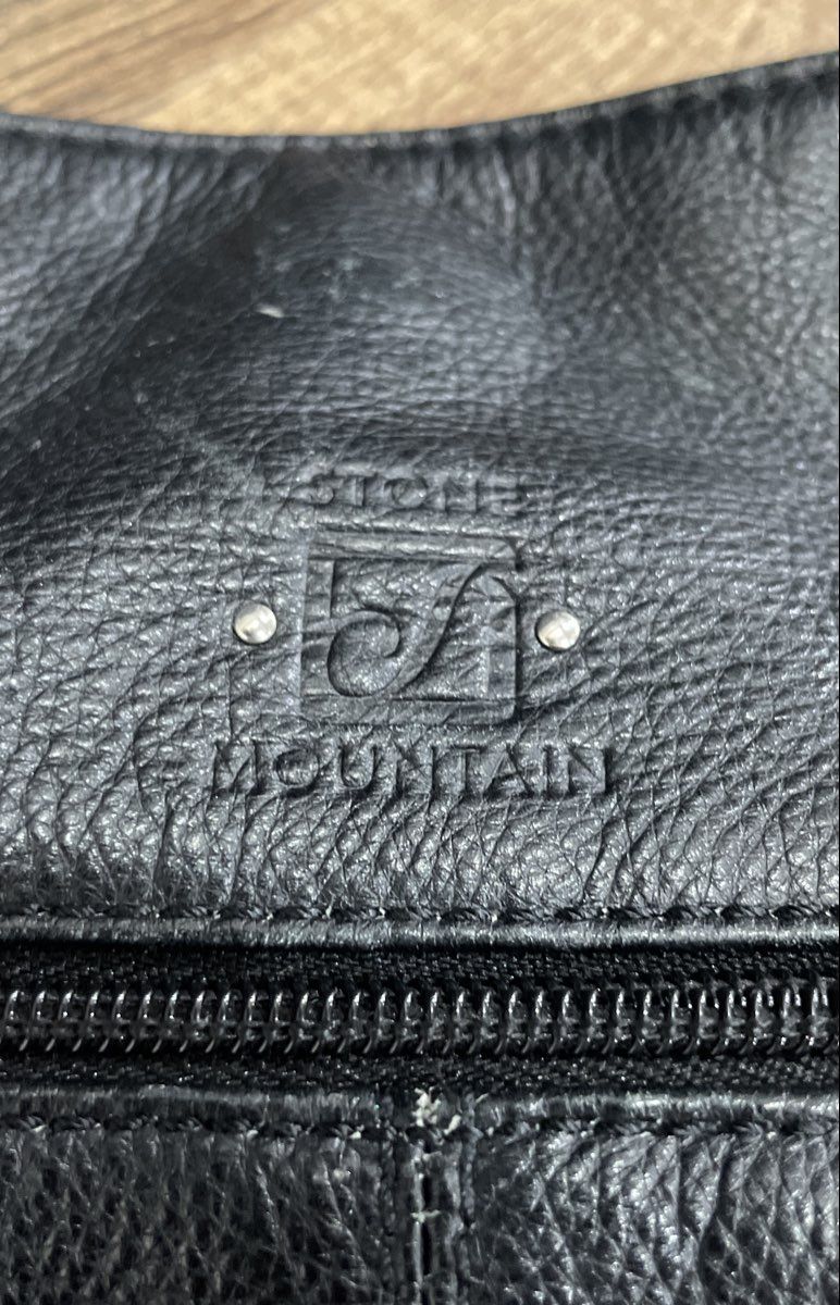 Stone Mountain Black Leather Hobo Shoulder Bag Silver Hardware