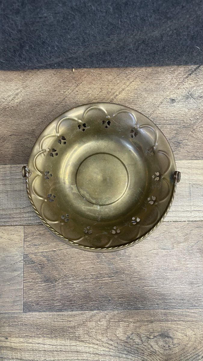 Vintage Style Brass Bowl with Handle