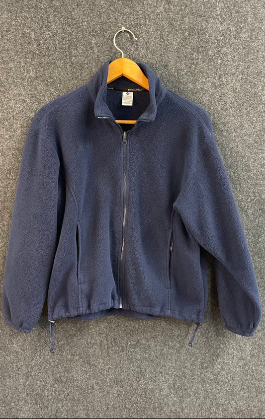 Vintage 90s Columbia Women's Blue Made in USA Full Zip Fleece Jacket Size M