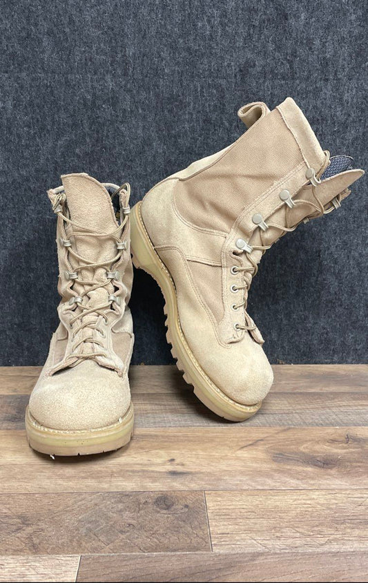 Vintage Addison Desert Tan Suede Military Combat Boots Vibram Sole Size 7.5