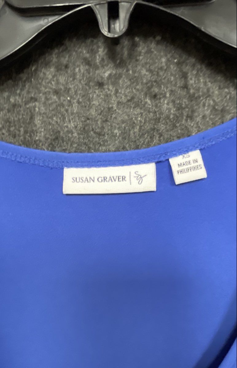 Susan Graver Women's Royal Blue 2 Piece Ruffle Dress & Pleated Jacket Set Sz XS