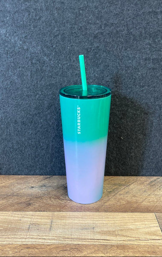 2022 Starbucks Color Changing Tumbler Cup 24oz Venti Green Purple Ombre