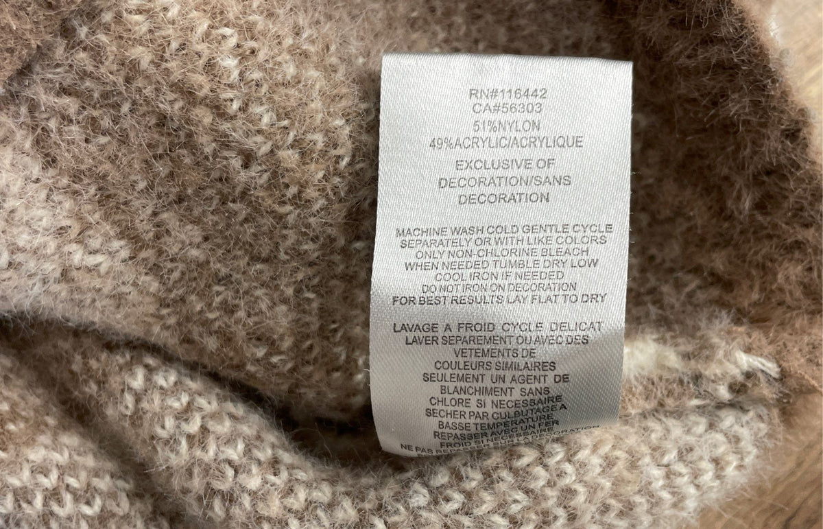 Petals Women's Fuzzy Cardigan Brown White Checkerboard Cropped Sweater Sz XS
