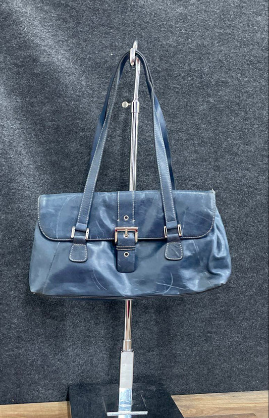 Vintage Worthington Blue Leather Buckle Flap Shoulder Bag Handbag
