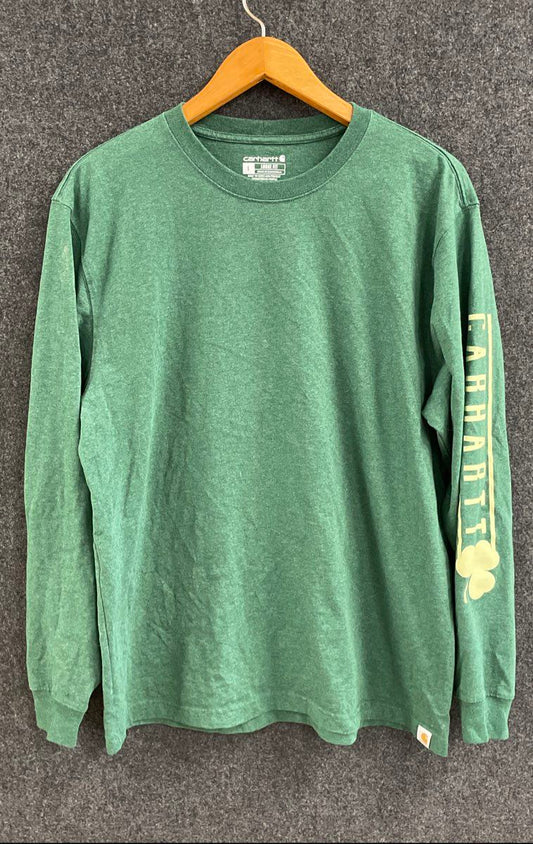 Carhartt Men's Green St. Patrick's Day Shamrock Long Sleeve Loose Fit Shirt Sz L