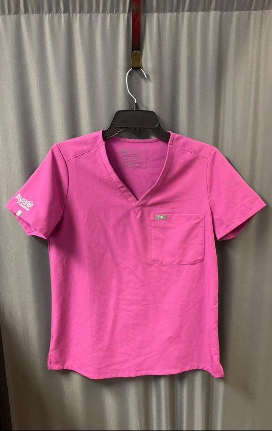 Figs Women's Catarina Fuchsia One Pocket V-Neck Scrub Top Aya Healthcare Sz S