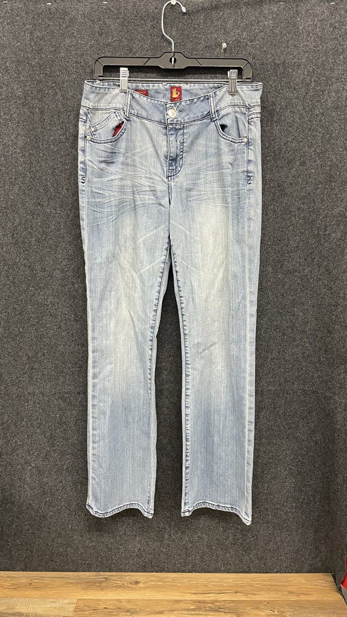 Vintage Y2K Sasson Women's Blue Ooh La La Embroidered Bootcut Jeans Size 10