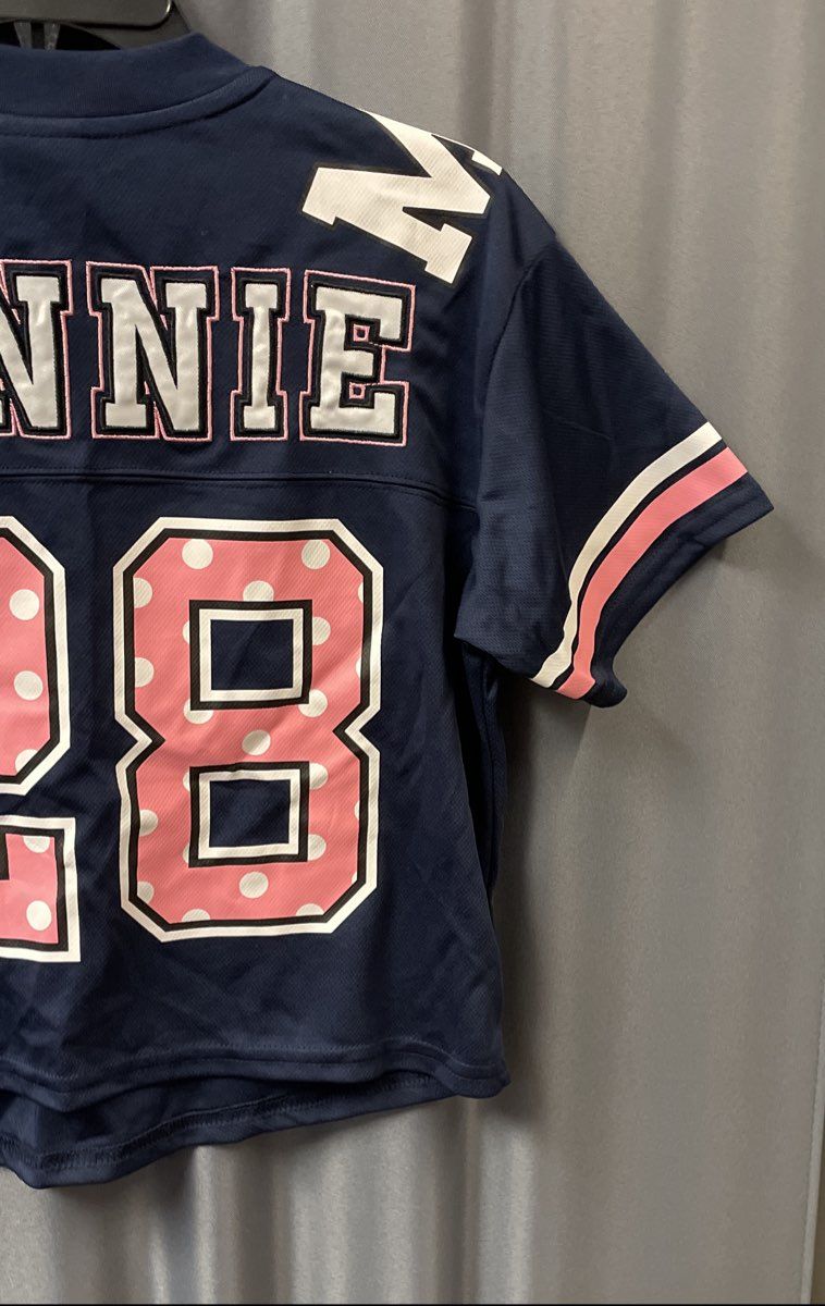 Disney Women's Navy Blue Minnie Mouse 28 Cropped Jersey Sz XS