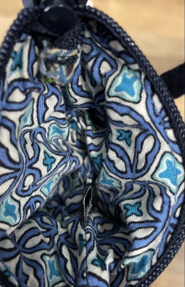 Vera Bradley Blue Floral Quilted Mini Coin Purse Keychain Pouch