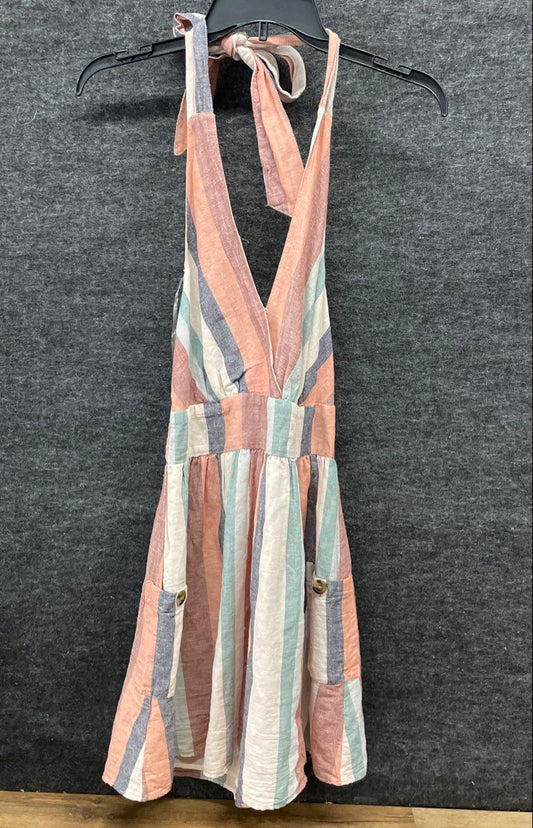 American Eagle Women's Multicolor Striped Halter Mini Dress Smocked Sz XS NWT
