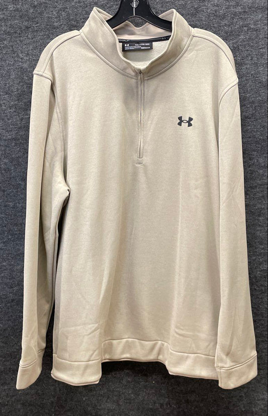 Under Armour Men's 1/4 Zip Golf Pullover Jacket Tan Beige ColdGear Loose Sz XXL