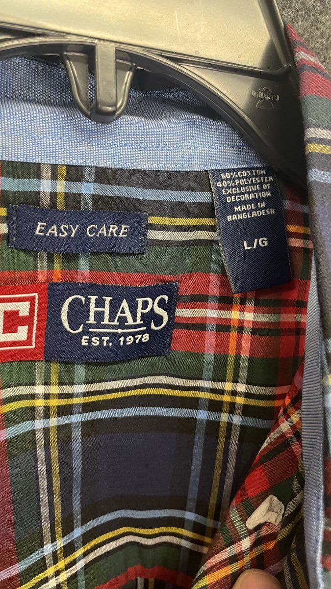 Chaps Men's Big Sky Navy Plaid Flannel Button Down Shirt NWT Sz L